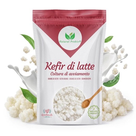 Bustina di grani di kefir di latte vivi Natural Probio con la guida passo per passo